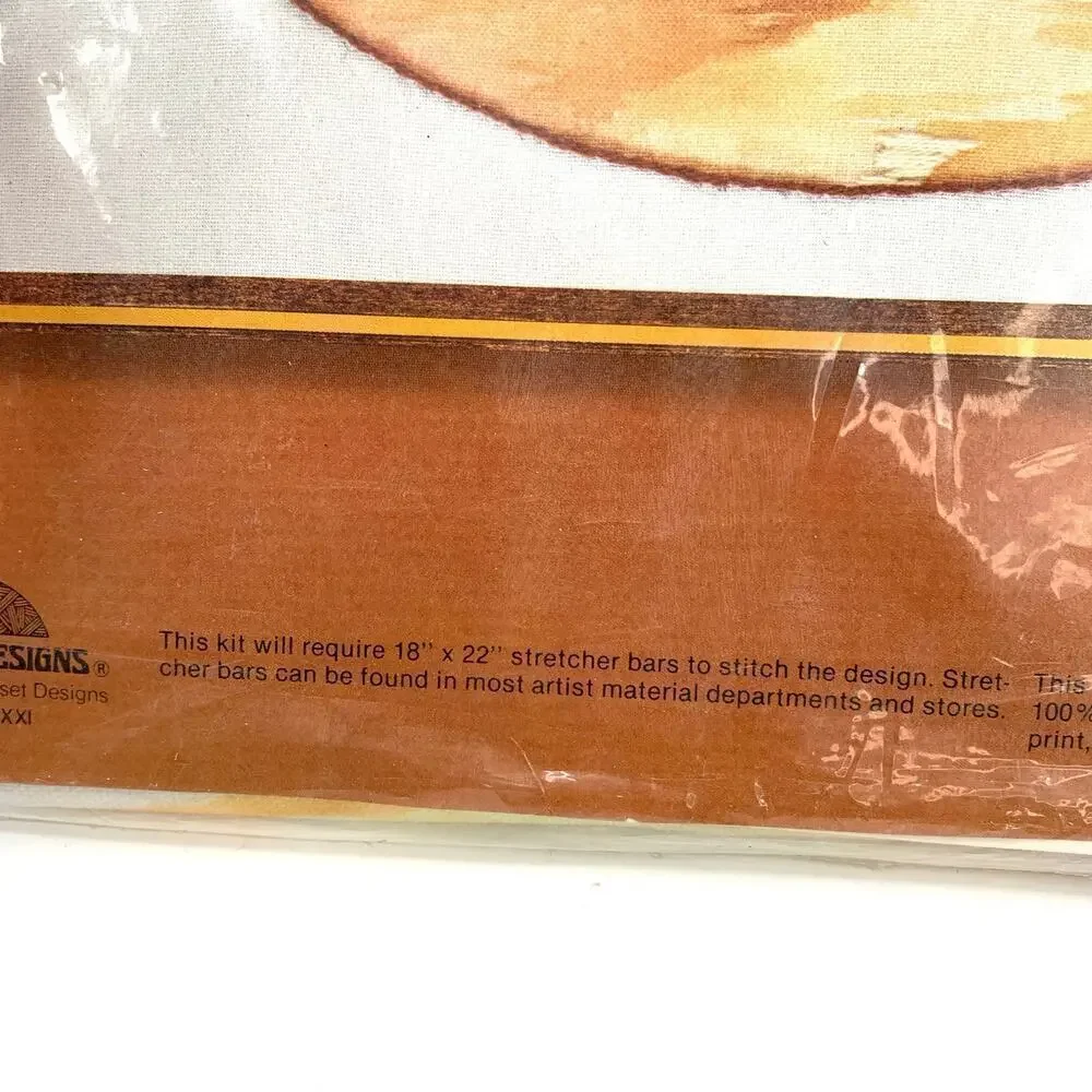 Sunset Stitchery Vintage 1981 Sealed Needlepoint Kit Children Sand Castle Sunset